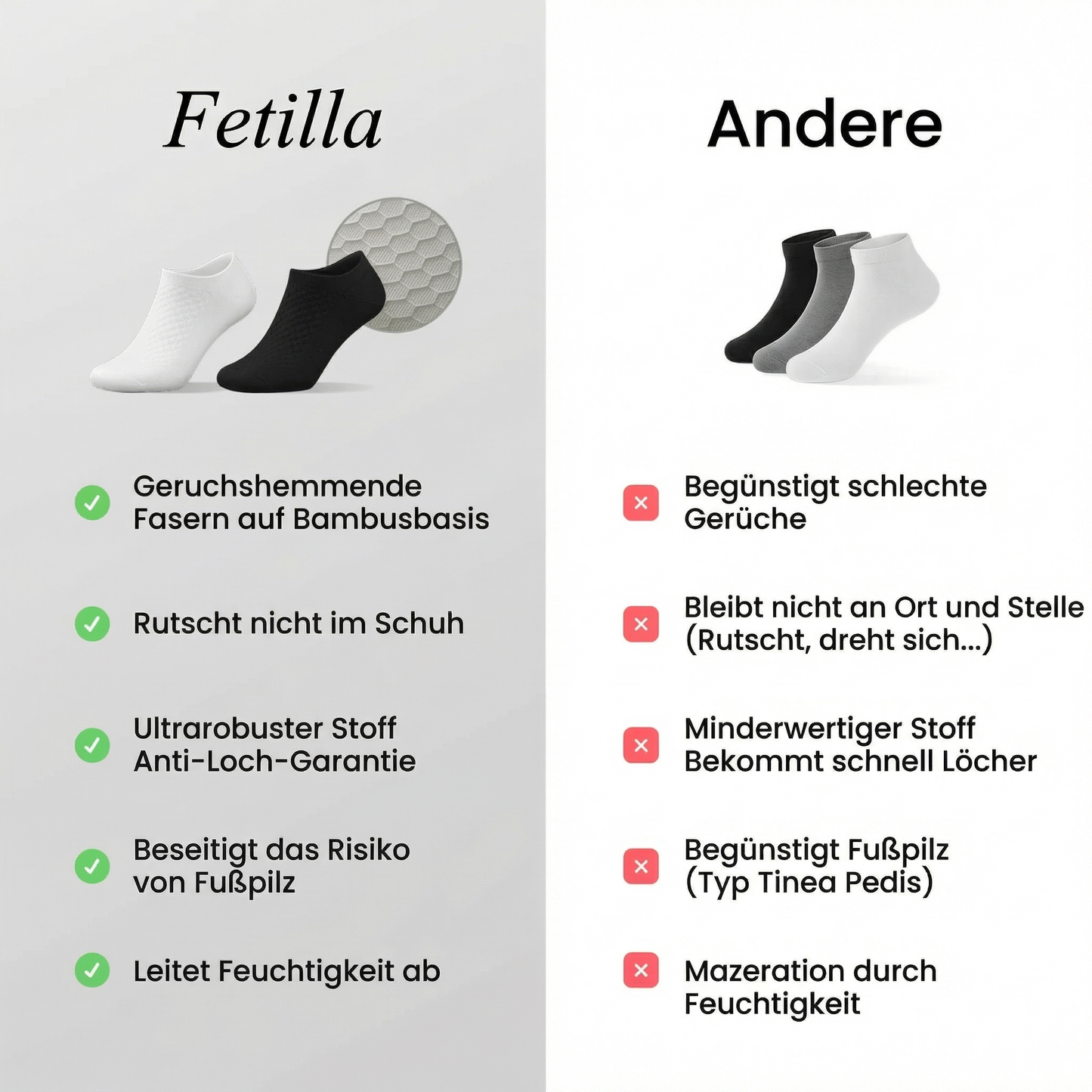FETILLA KURZE SOCKEN AUS HOCHWERTIGER BAMBUSFASER